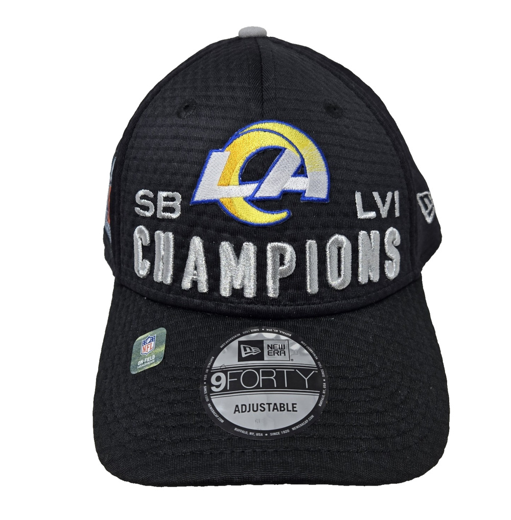 New Era LA Rams Super Bowl LVI Champions 9FORTY Snapback Hat Black NFL Mens OS
